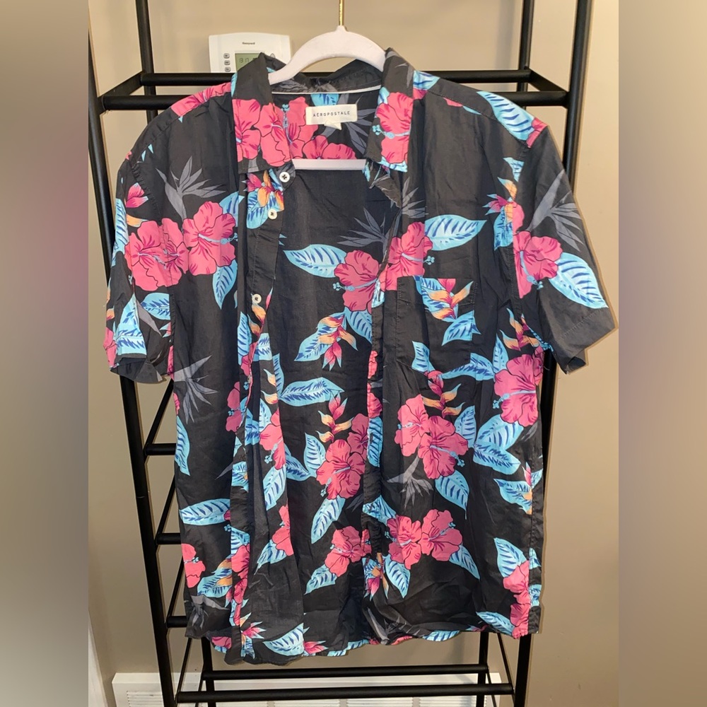 Aero Hawaiian Button Front Shirt